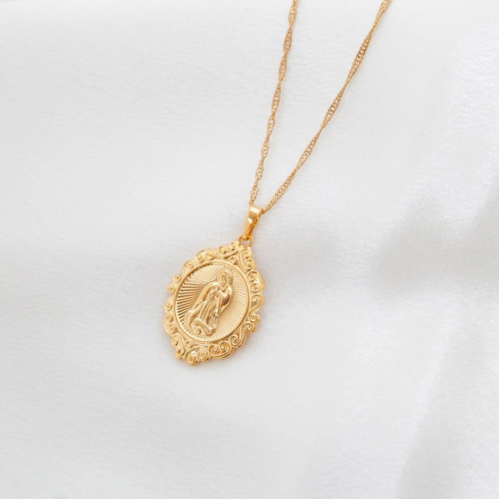 18K Gold Plated Virgin Mary Necklace
